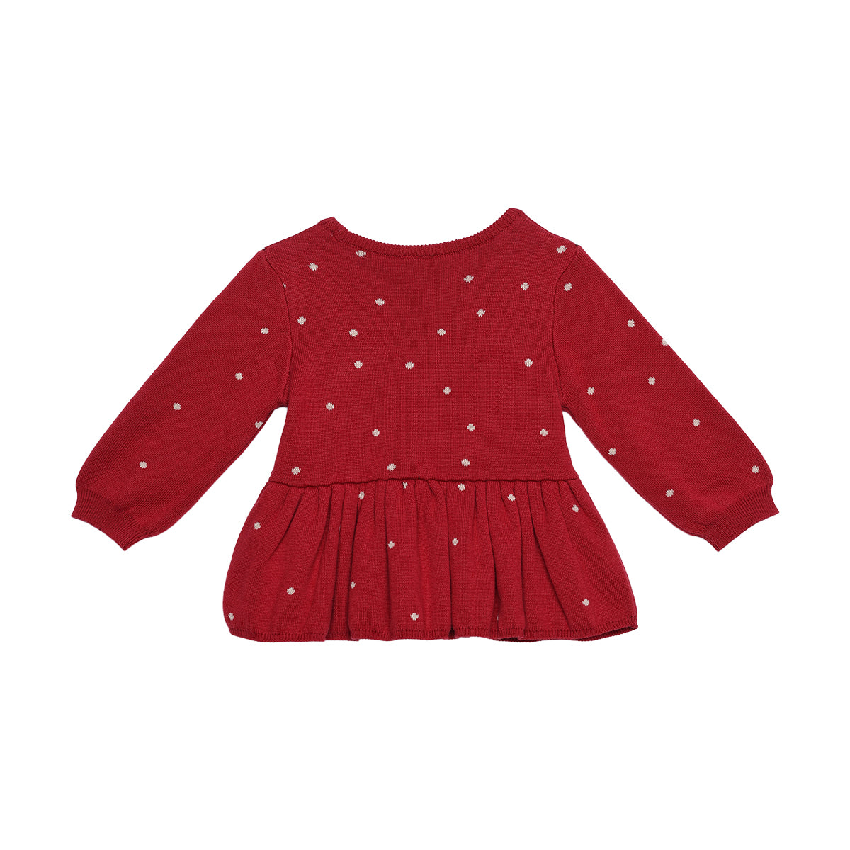 Baby Girls Red Cotton Blend Heart Knitted Top And Bottom Set Pack Of 1 Regular Fit Casual Wear