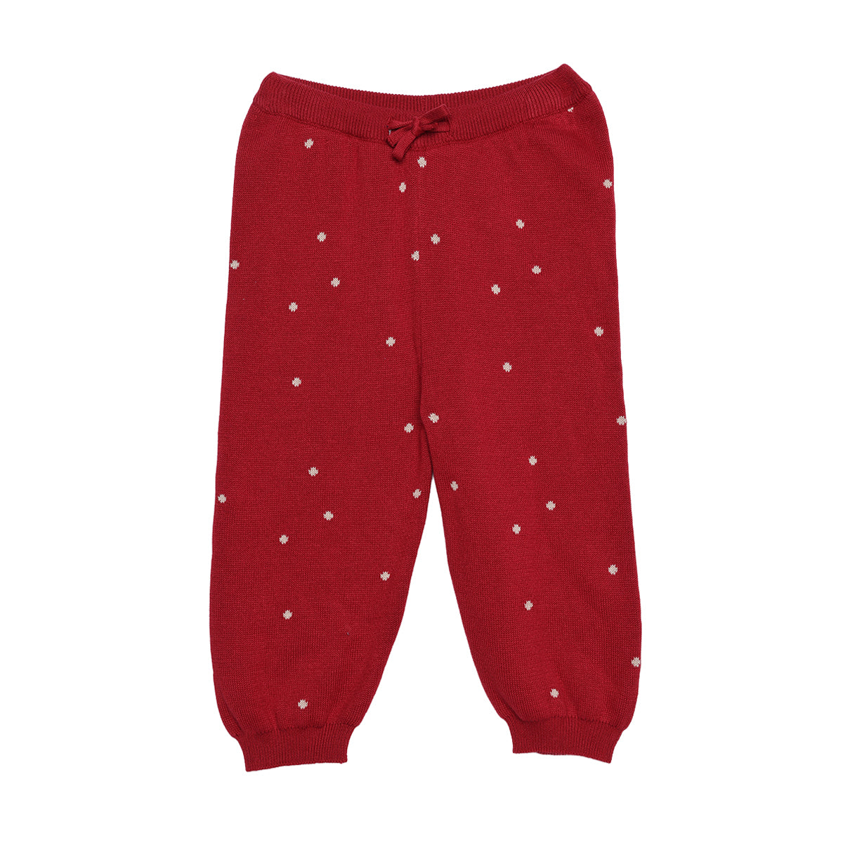 Baby Girls Red Cotton Blend Heart Knitted Top And Bottom Set Pack Of 1 Regular Fit Casual Wear