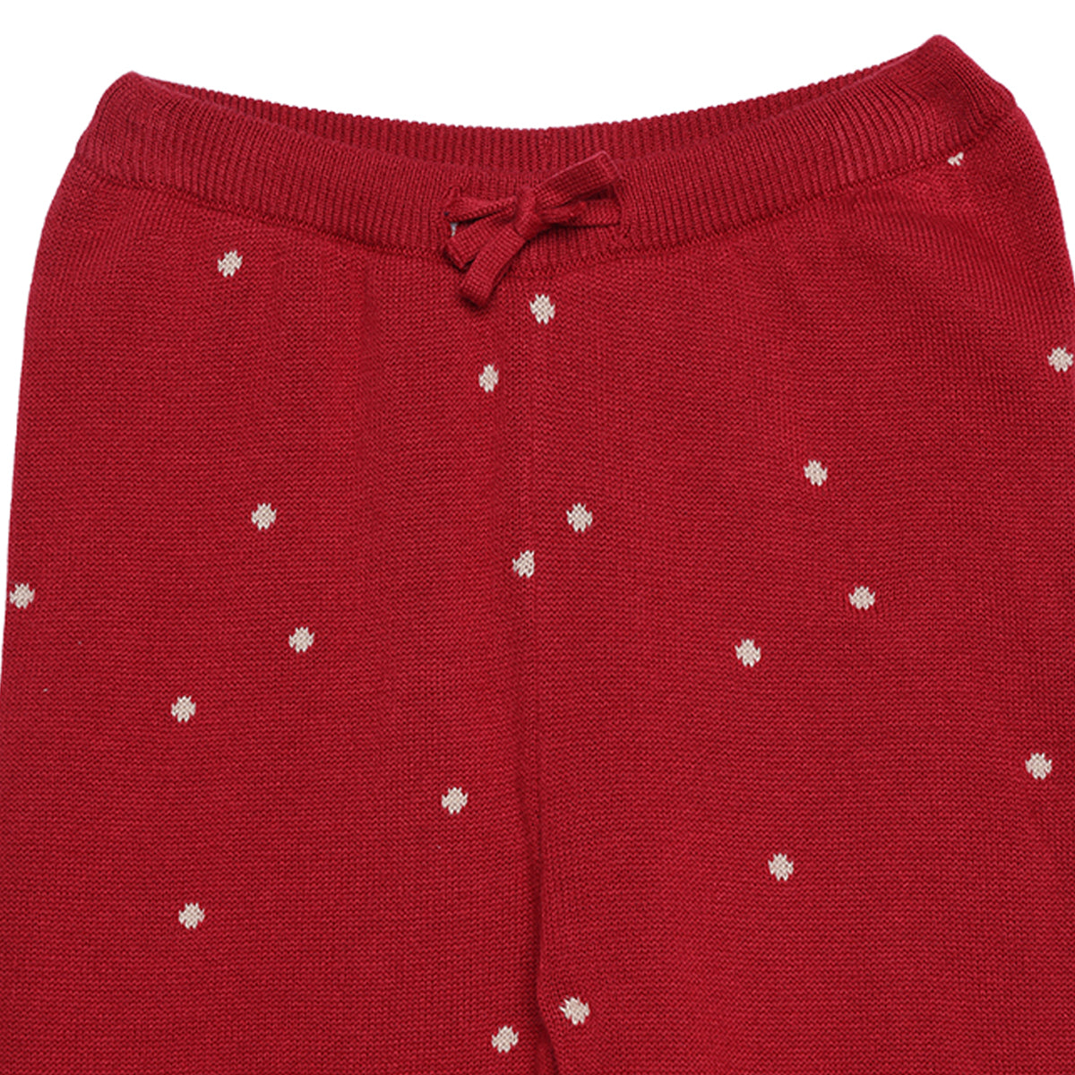 Baby Girls Red Cotton Blend Heart Knitted Top And Bottom Set Pack Of 1 Regular Fit Casual Wear