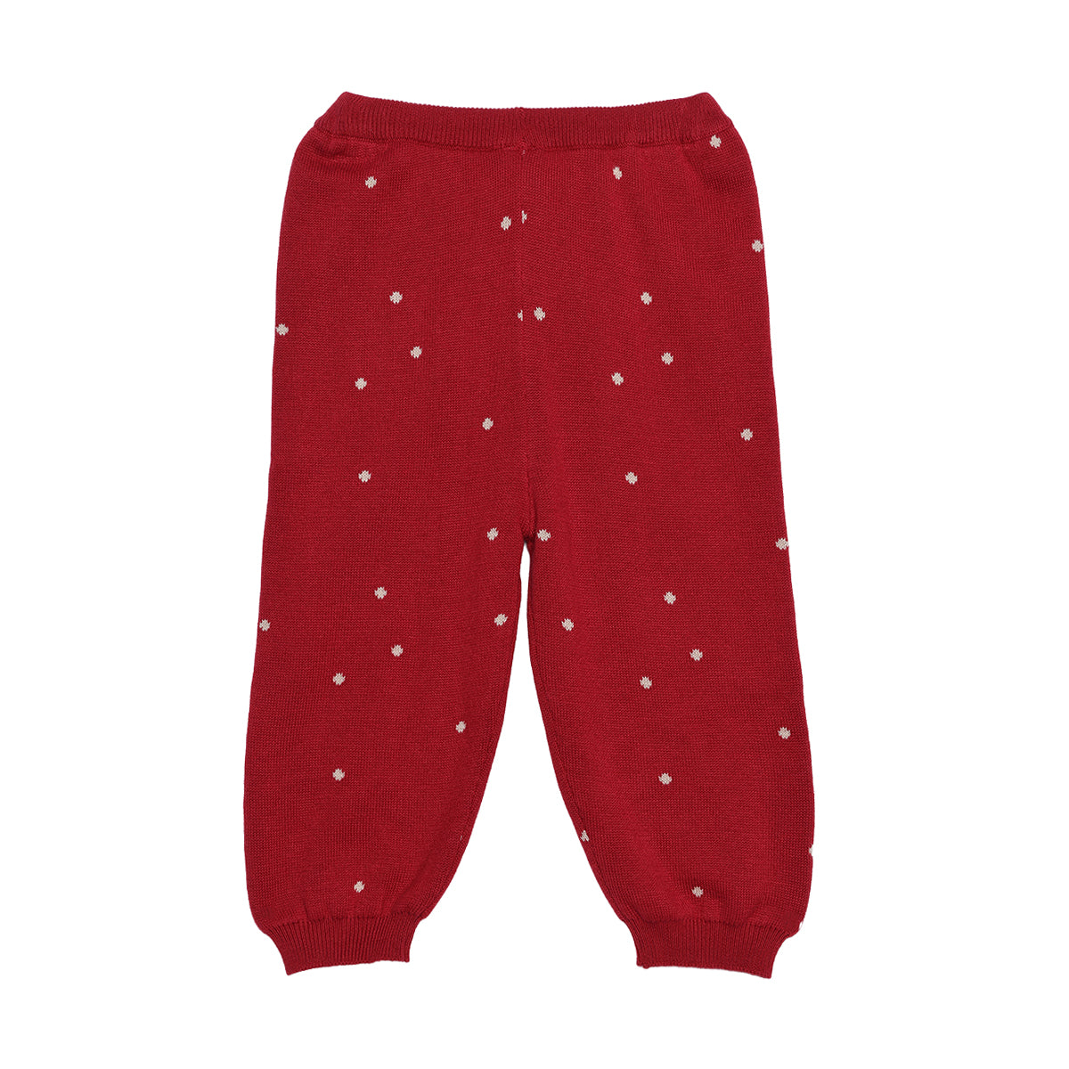 Baby Girls Red Cotton Blend Heart Knitted Top And Bottom Set Pack Of 1 Regular Fit Casual Wear
