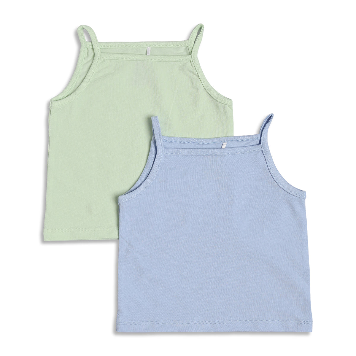Baby Girls Solid Camisole Pack of 2, Green and Blue