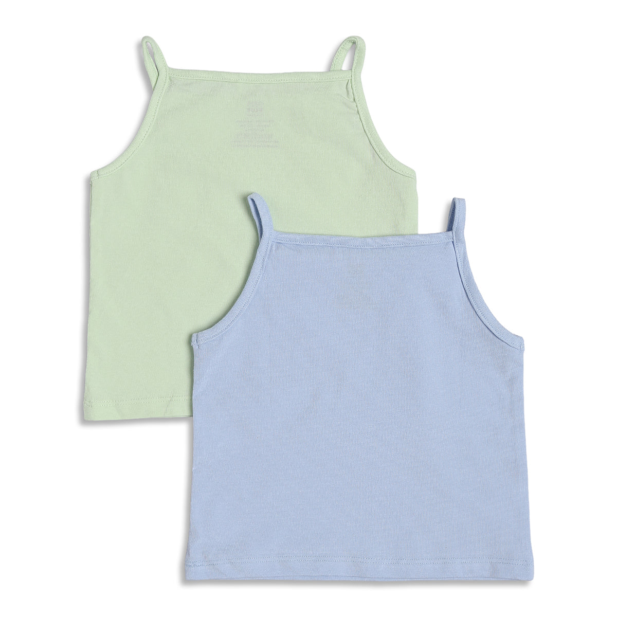 Baby Girls Solid Camisole Pack of 2, Green and Blue