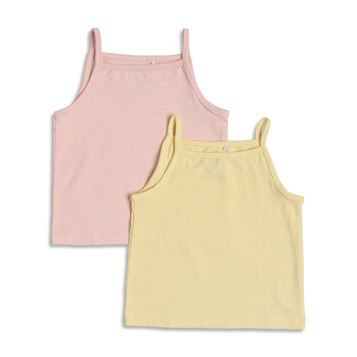 Baby Girls Solid Camisole Pack of 2, Pink and Yellow