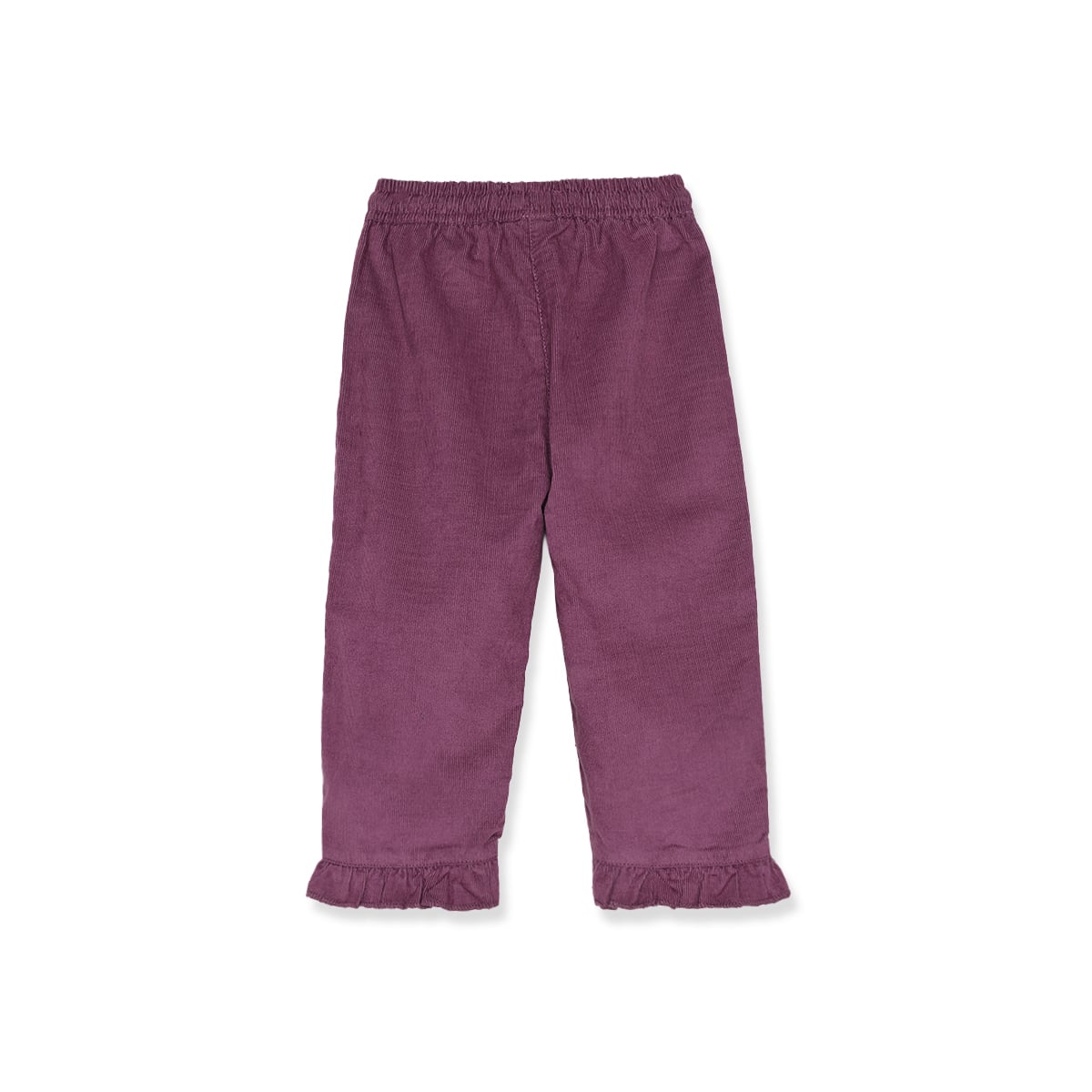 Baby Girls Mauve Cotton Blend Floral Embroidered Corduroy Pant Regular Fit Casual Wear