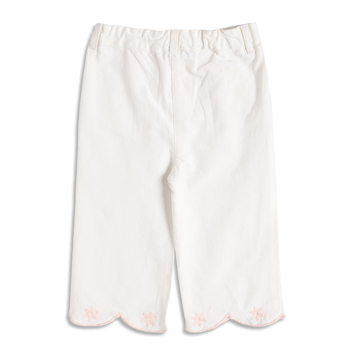Baby Girls Off White Twill Lycra Pants Regular Fit Casual Bottom Wear