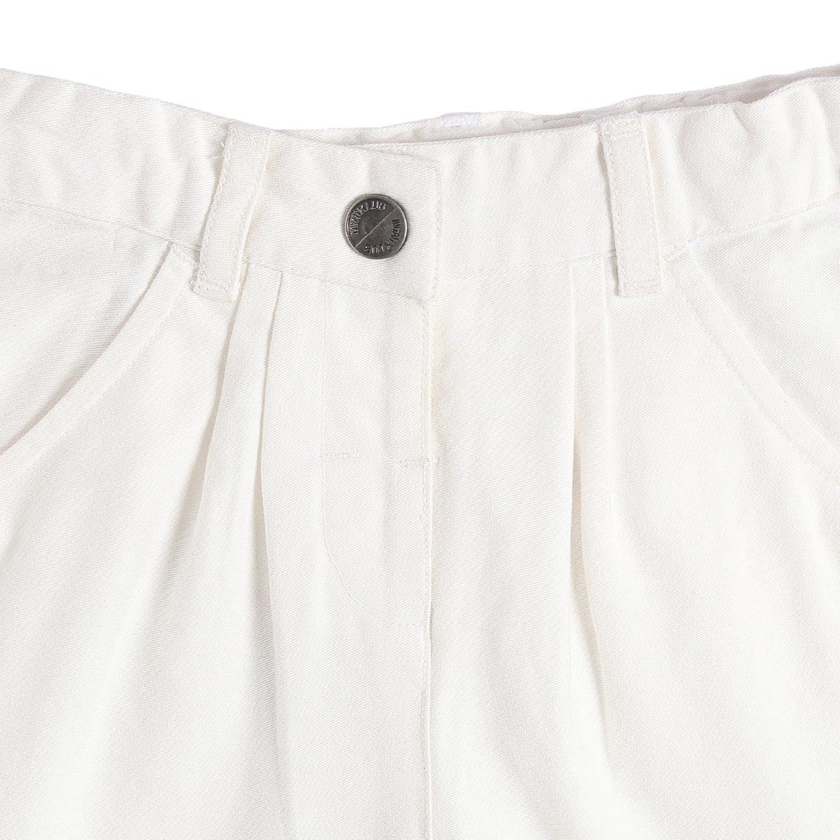 Baby Girls Off White Twill Lycra Pants Regular Fit Casual Bottom Wear