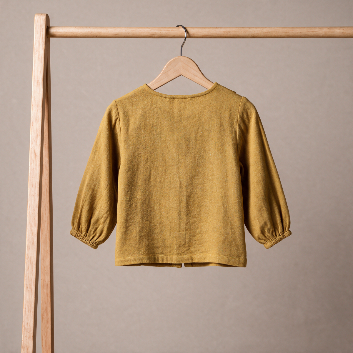 Baby Girls Mustard Yellow Cotton Blend Floral Embroidered Woven Top Regular Fit Casual Wear