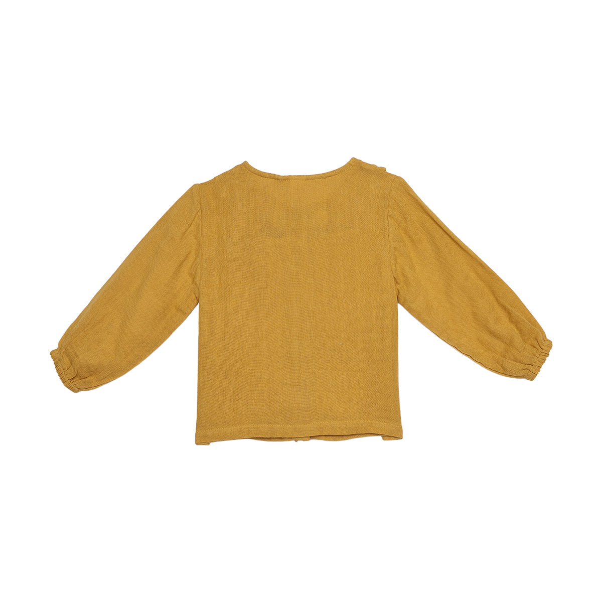 Baby Girls Mustard Yellow Cotton Blend Floral Embroidered Woven Top Regular Fit Casual Wear