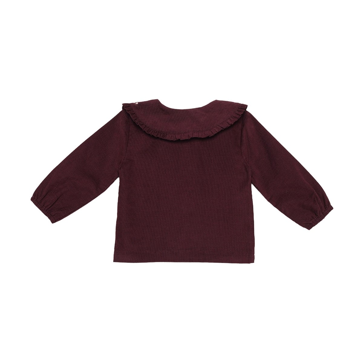 Baby Girls Maroon Cotton Floral Embroidered Collar Woven Top Regular Fit Casual Wear