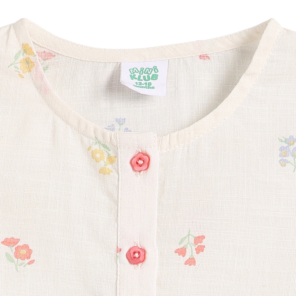 Baby Girls Off White Floral Printed Cotton Peplum Top Regular Fit Casual Top