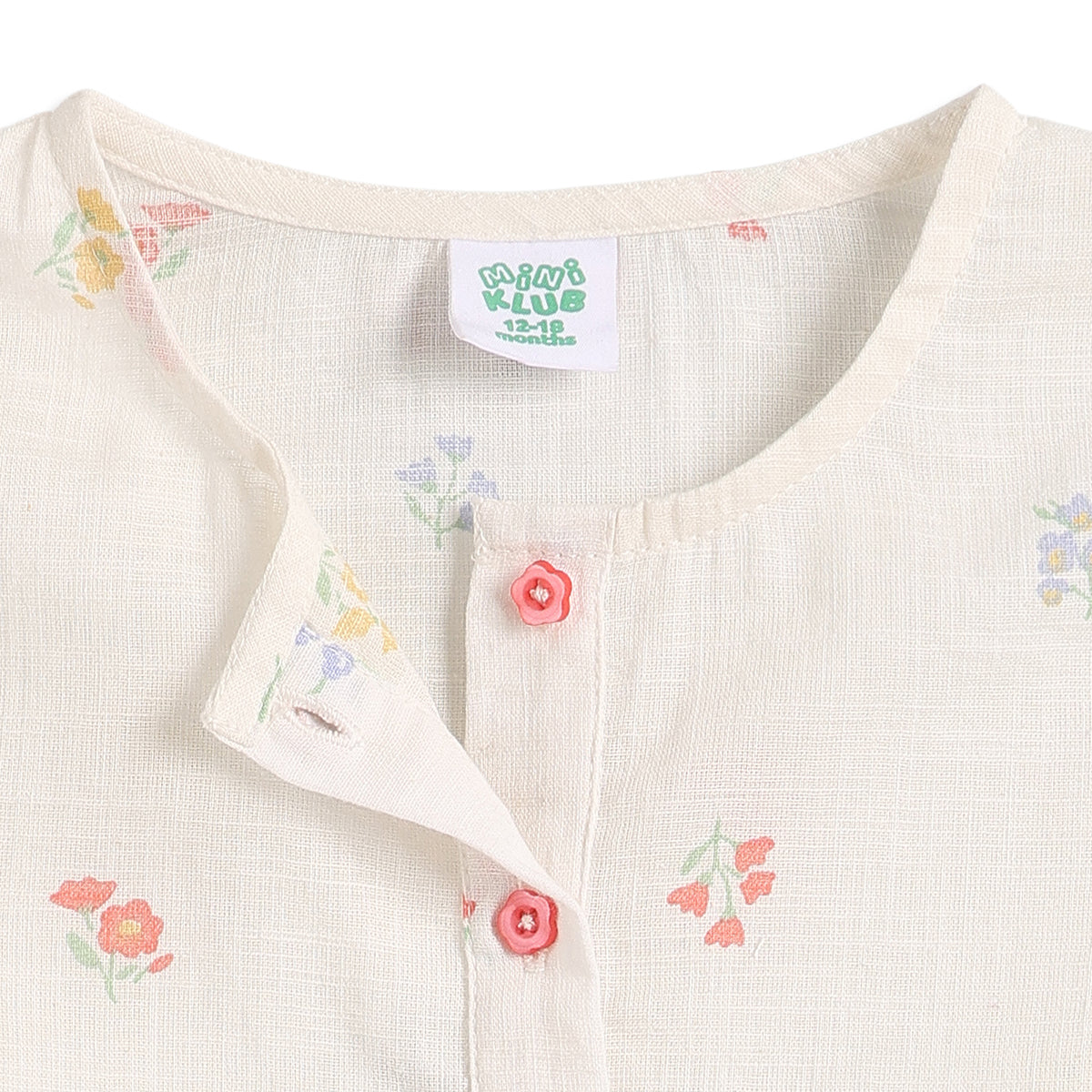 Baby Girls Off White Floral Printed Cotton Peplum Top Regular Fit Casual Top
