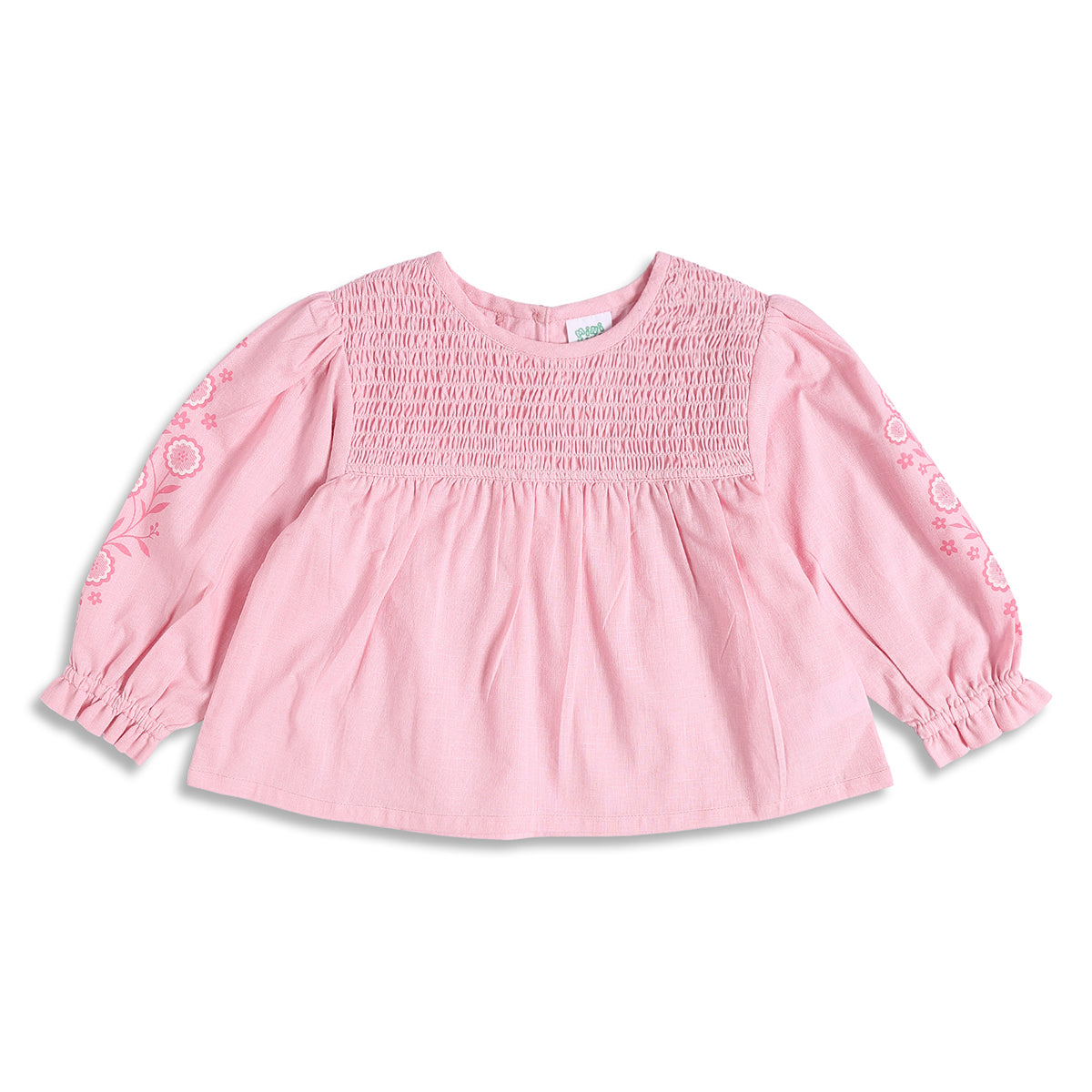 Baby Girls Pink Smocked Cotton Top Regular Fit Casual Top