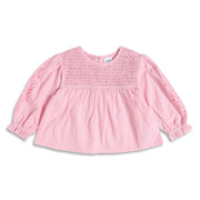Baby Girls Pink Smocked Cotton Top Regular Fit Casual Top