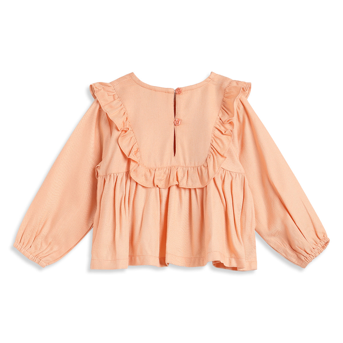 Baby Girls Peach Embroidered Cotton Top Regular Fit.