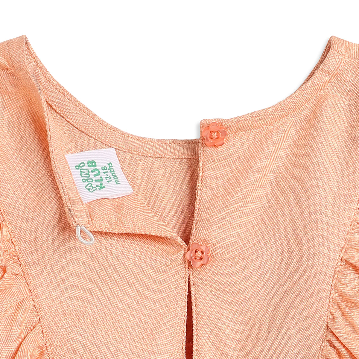 Baby Girls Peach Embroidered Cotton Top Regular Fit.