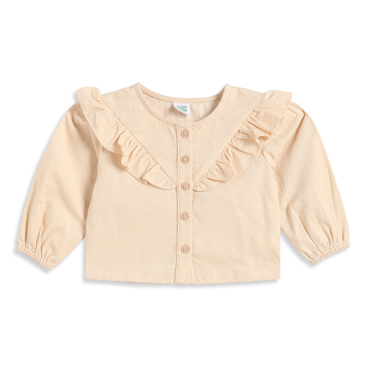 Baby Girls Beige Cotton Top Regular Fit.
