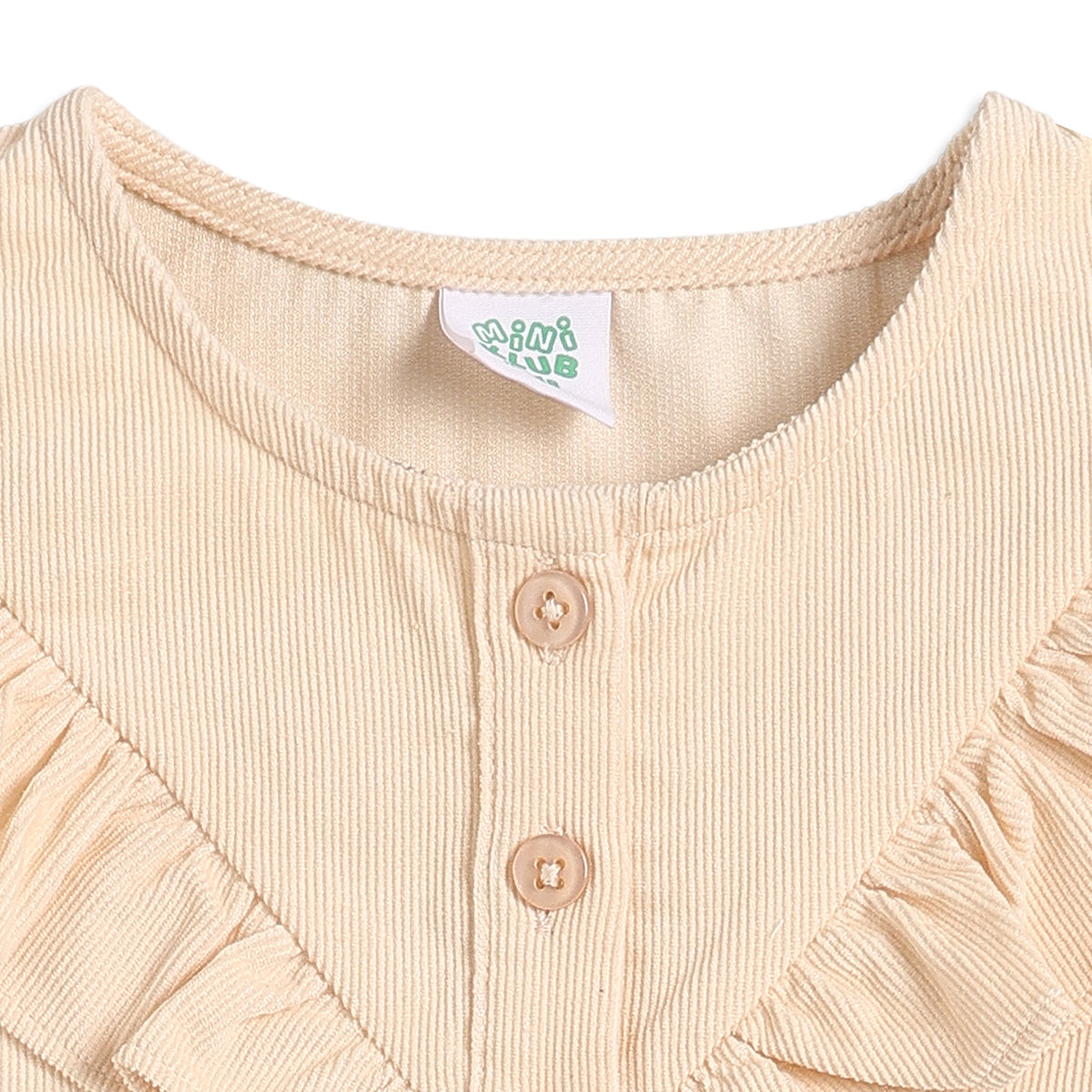 Baby Girls Beige Cotton Top Regular Fit.