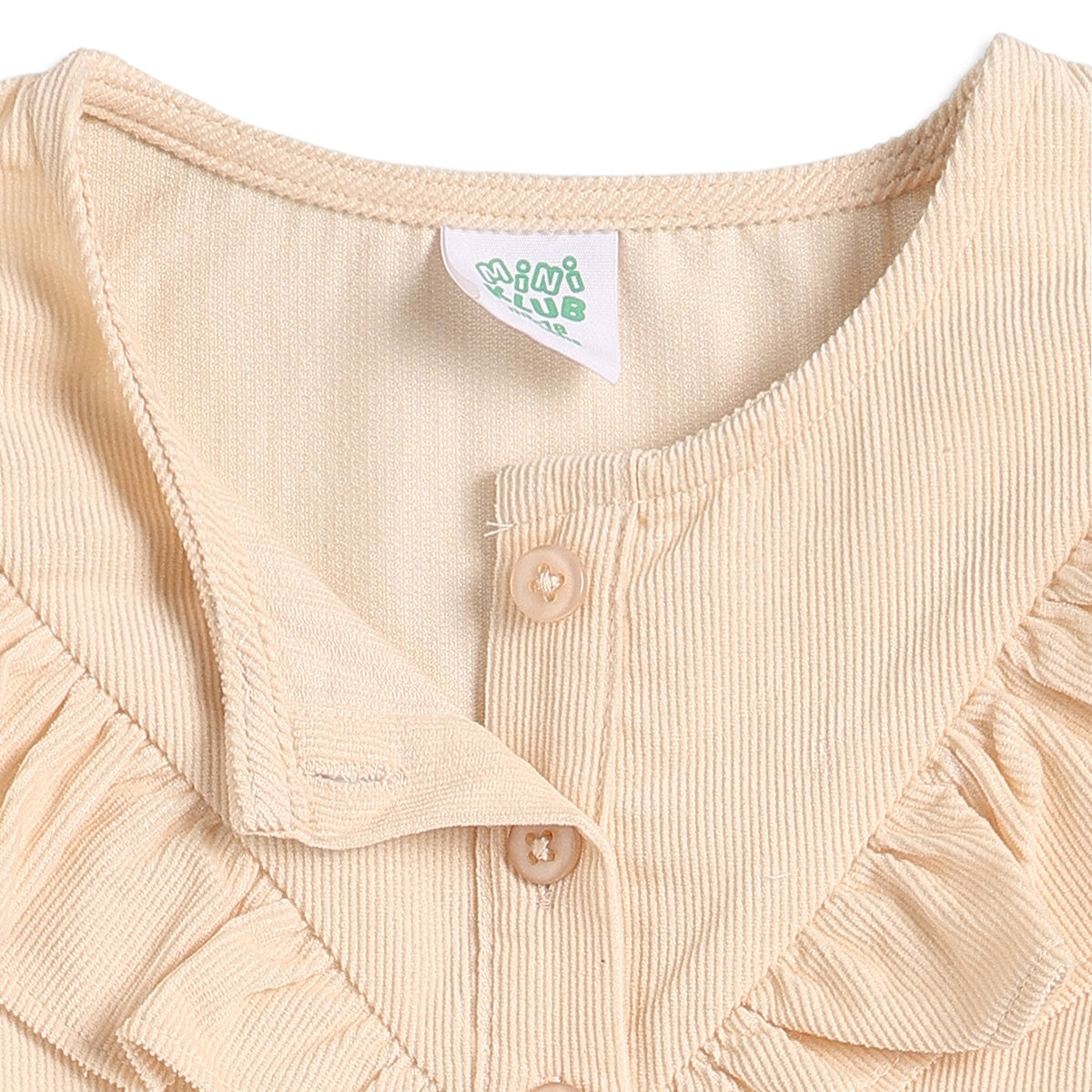 Baby Girls Beige Cotton Top Regular Fit.