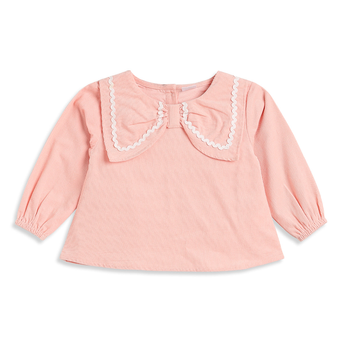 Baby Girls Peach Cotton Top Regular Fit.