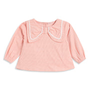 Baby Girls Peach Cotton Top Regular Fit.
