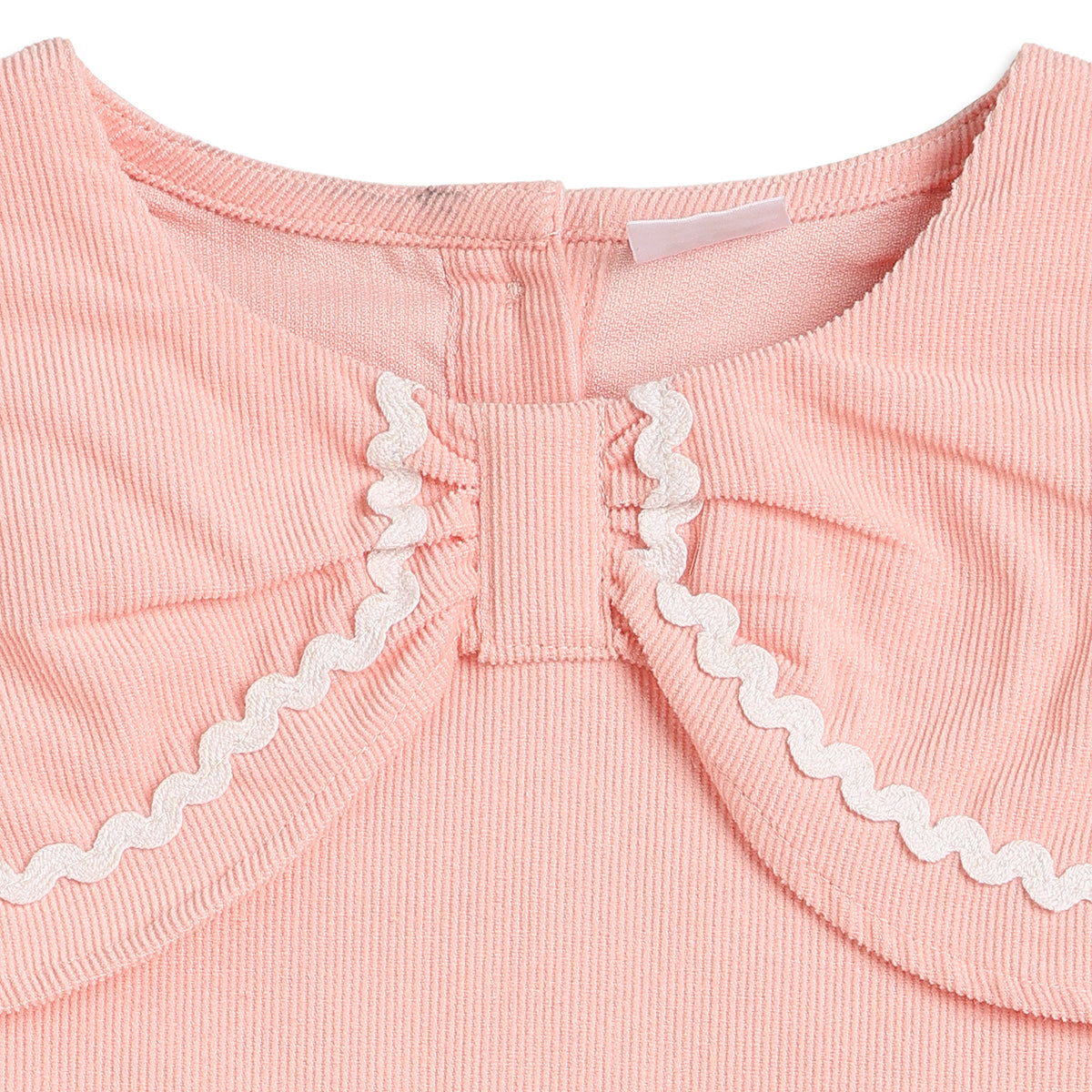 Baby Girls Peach Cotton Top Regular Fit.
