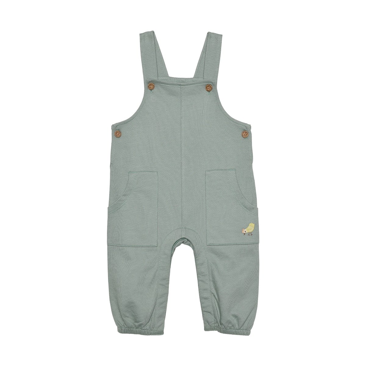 Baby Unisex Sage Green Cotton Farm Printed T-Shirt And Dungaree Set Regular Fit Casual Wear