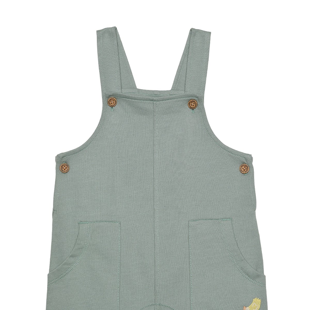 Baby Unisex Sage Green Cotton Farm Printed T-Shirt And Dungaree Set Regular Fit Casual Wear