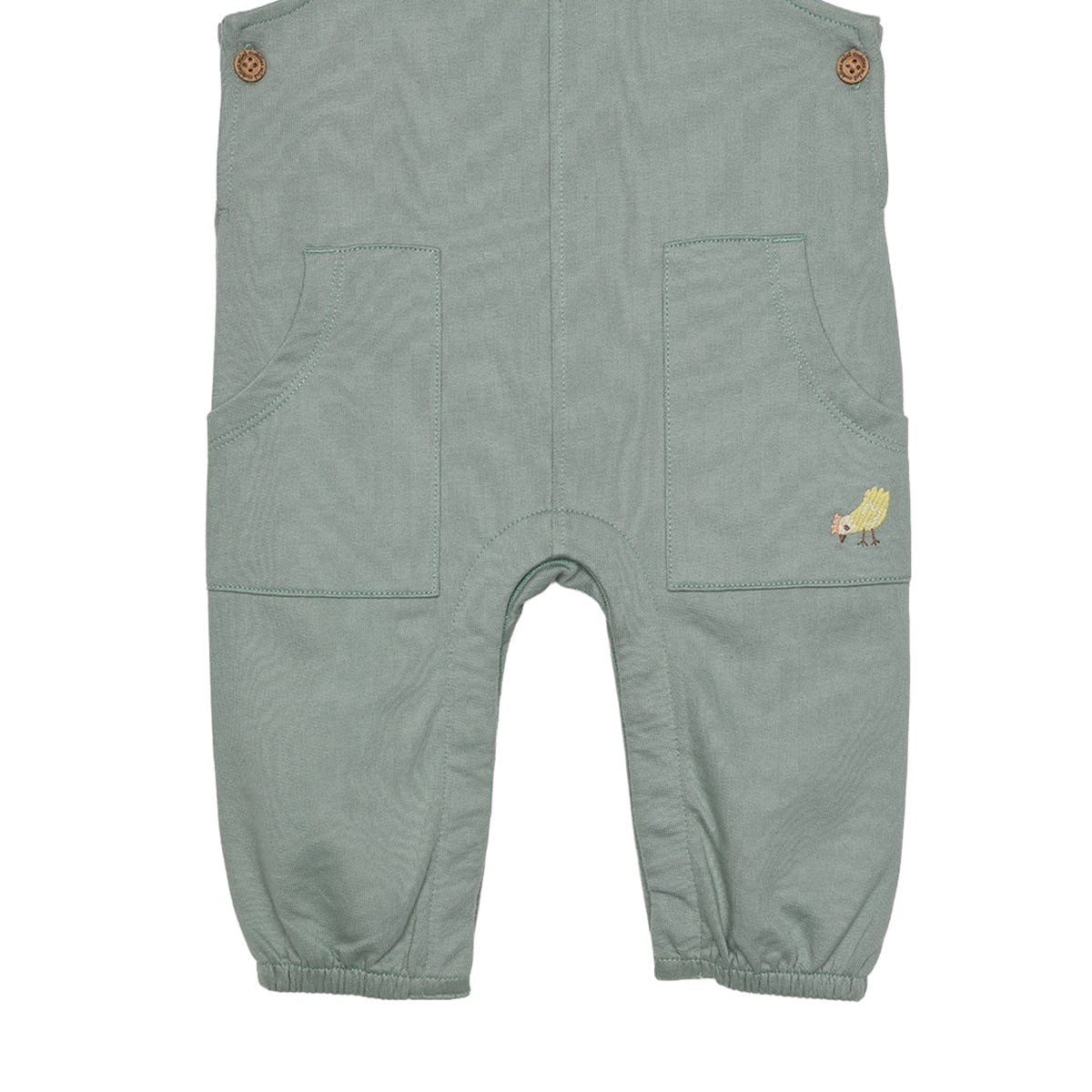 Baby Unisex Sage Green Cotton Farm Printed T-Shirt And Dungaree Set Regular Fit Casual Wear