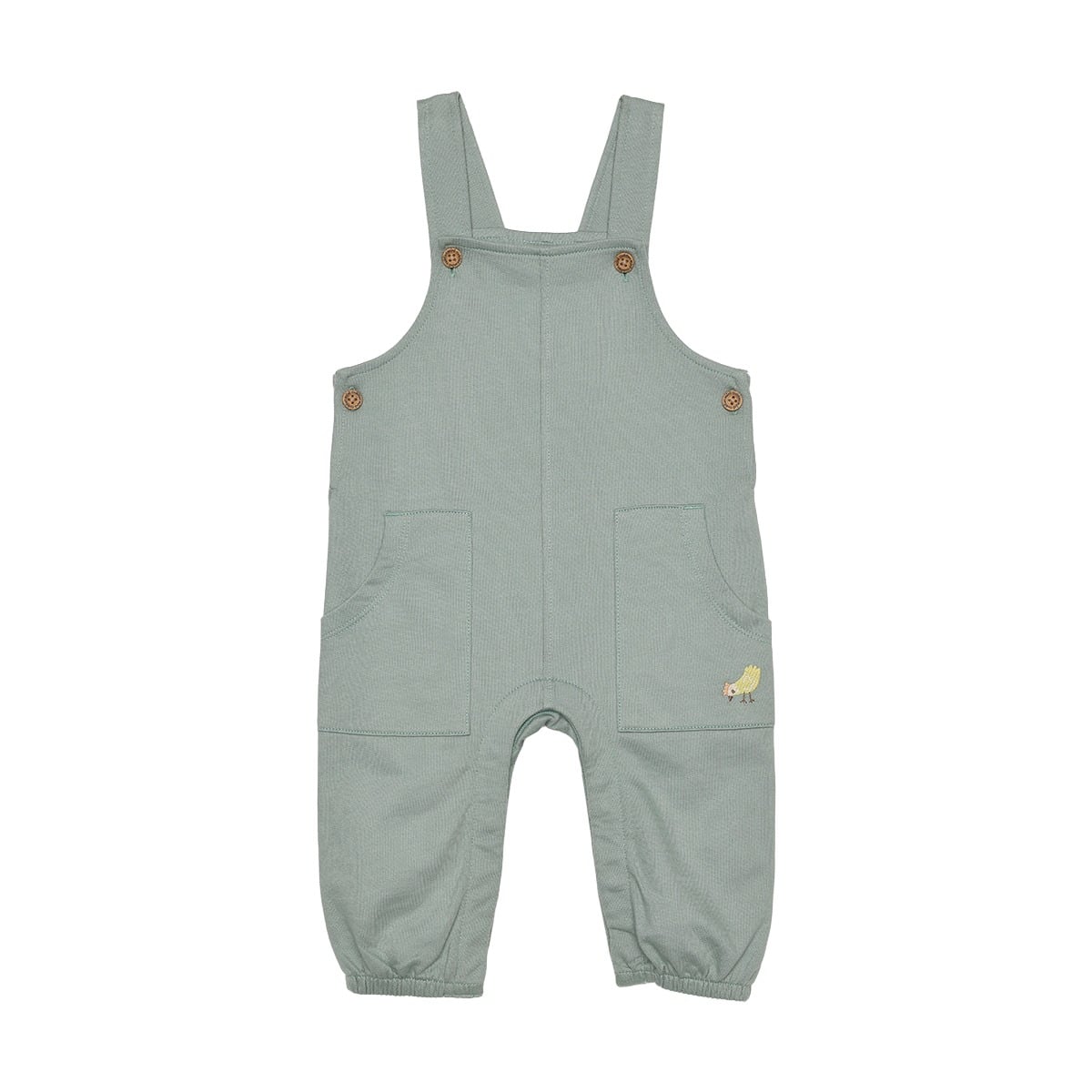 Baby Unisex Sage Green Cotton Farm Printed T-Shirt And Dungaree Set Regular Fit Casual Wear
