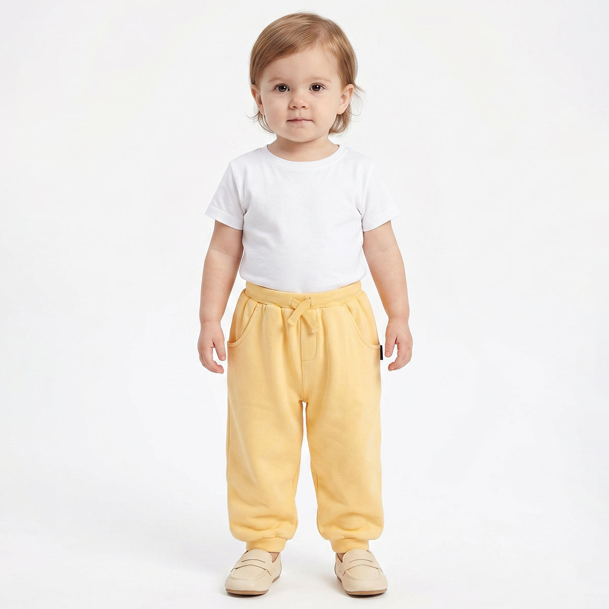 Baby Boy Yellow Cotton Jogger Pant