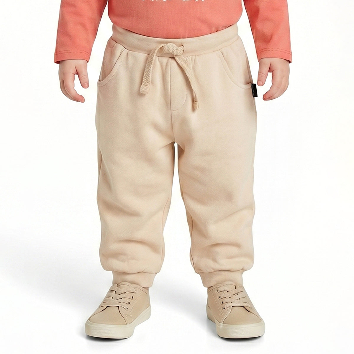 Baby Boy Beige Cotton Jogger Pant