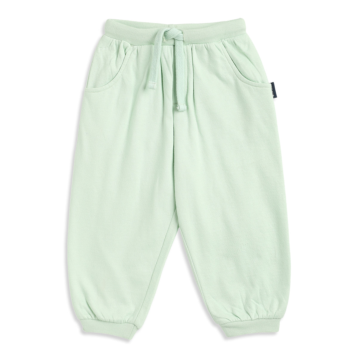 Baby Boy Mint Green Cotton Joggers Regular Fit Casual Bottomwear