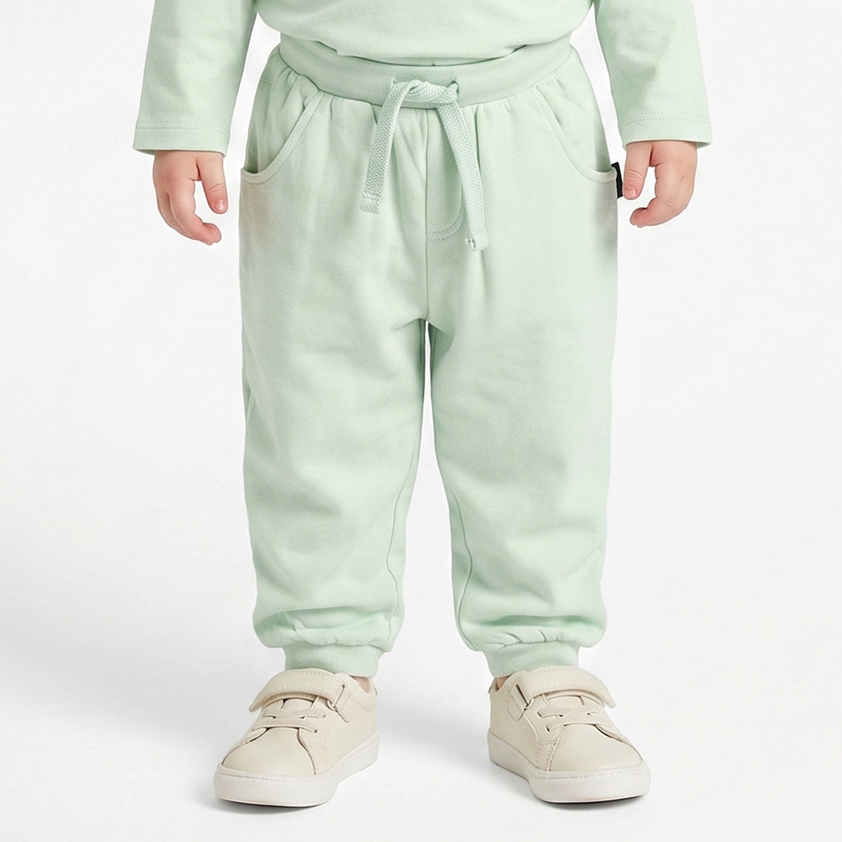 Baby Boy Mint Green Cotton Joggers Regular Fit Casual Bottomwear