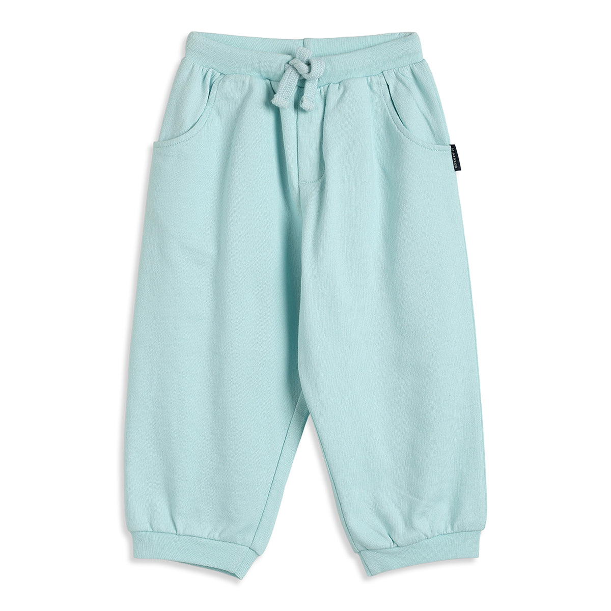Baby Boy Aqua Blue Cotton Joggers Regular Fit Casual Bottomwear