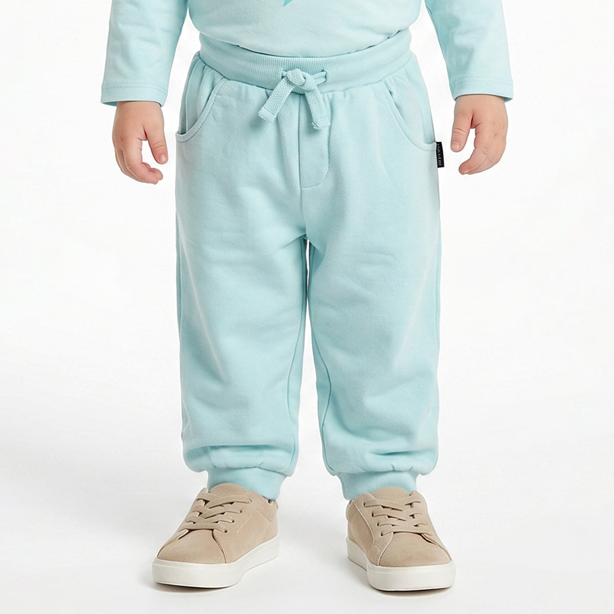 Baby Boy Aqua Blue Cotton Joggers Regular Fit Casual Bottomwear