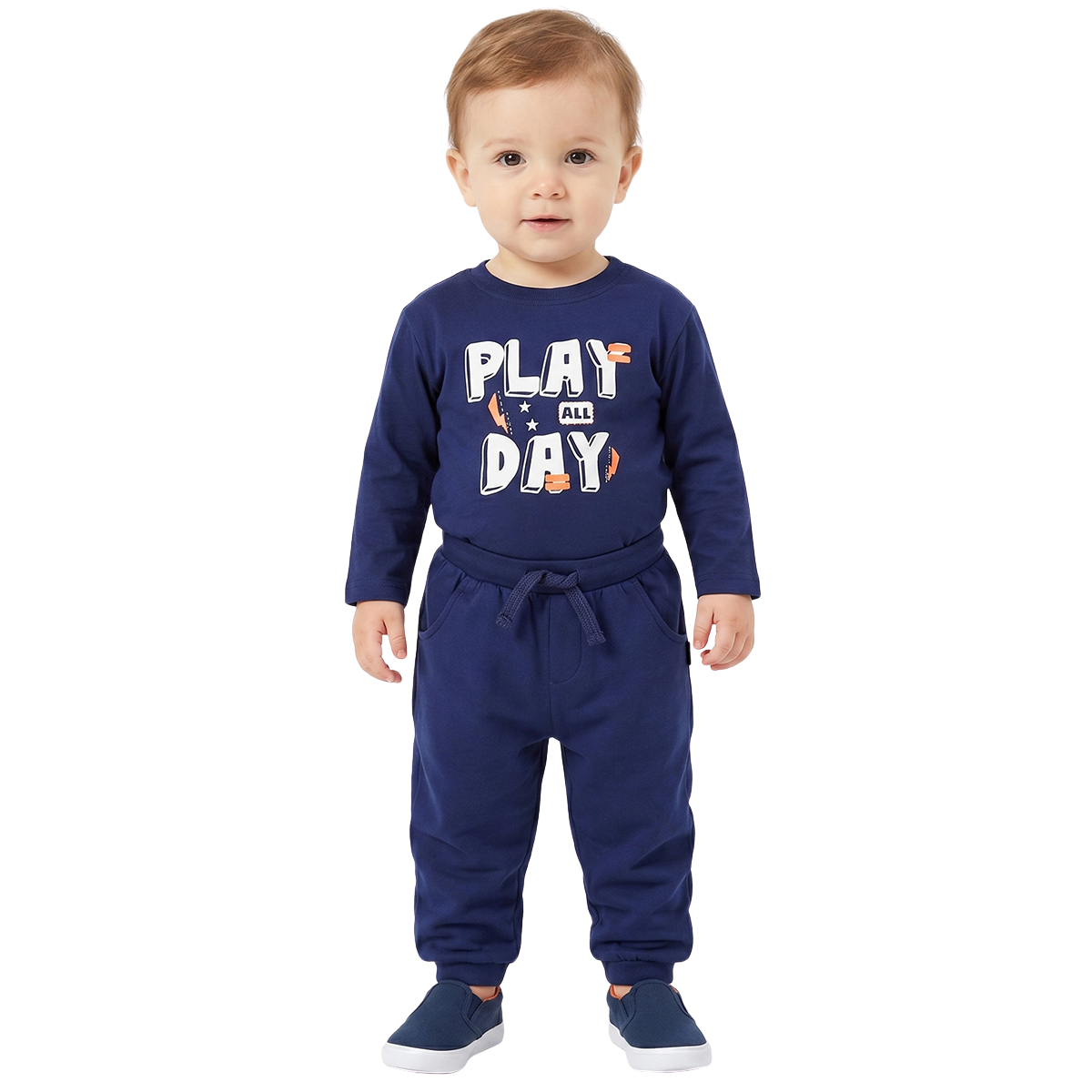Baby Boy Navy Blue Cotton Joggers Regular Fit Casual Bottomwear