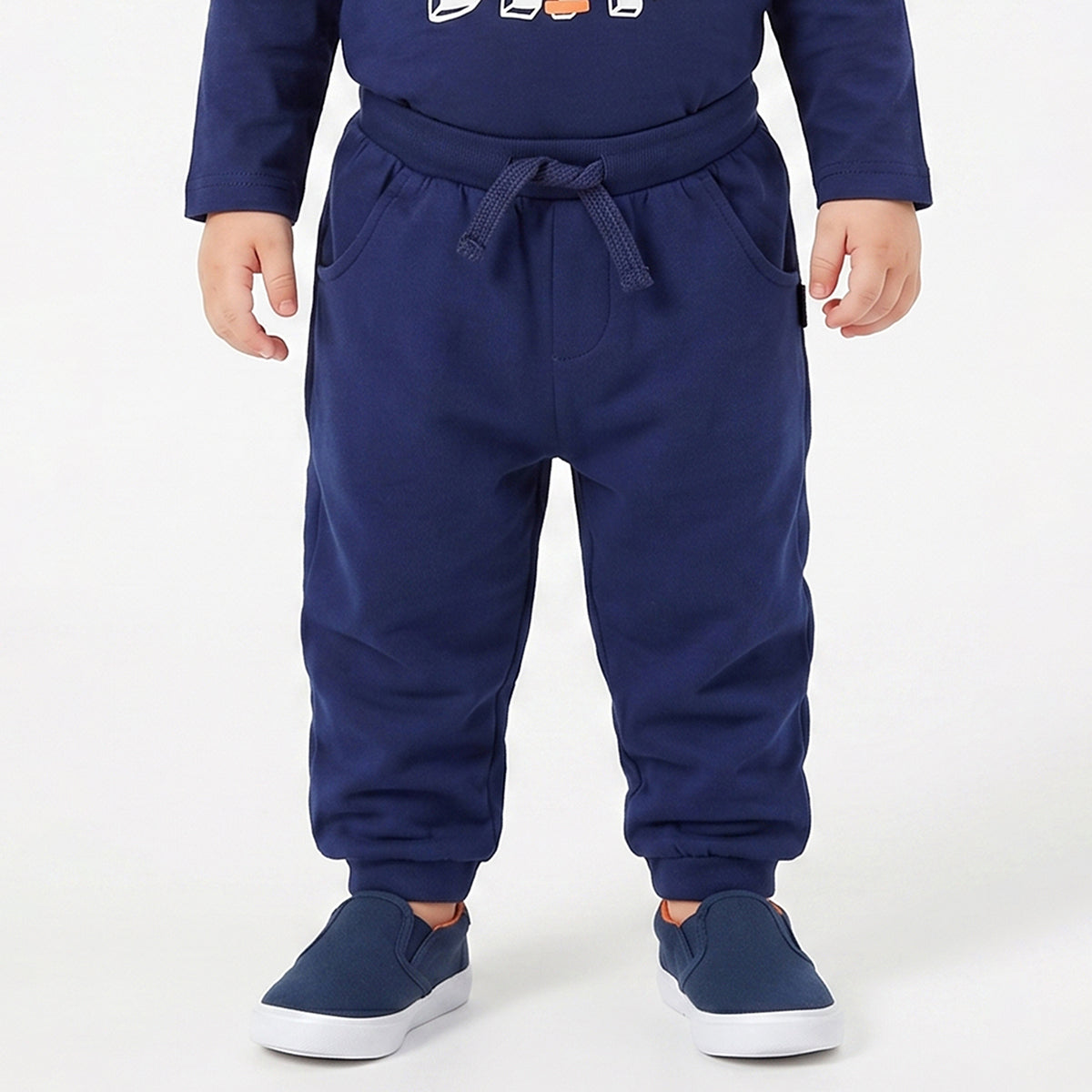 Baby Boy Navy Blue Cotton Joggers Regular Fit Casual Bottomwear