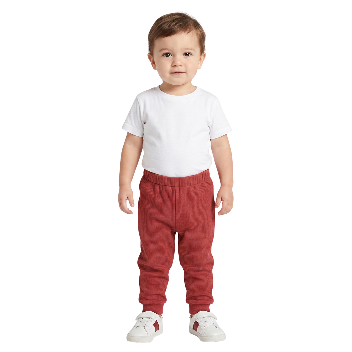 Baby Unisex Red and Navy Blue Cotton Blend Ribbed Jogger Pants Pack of