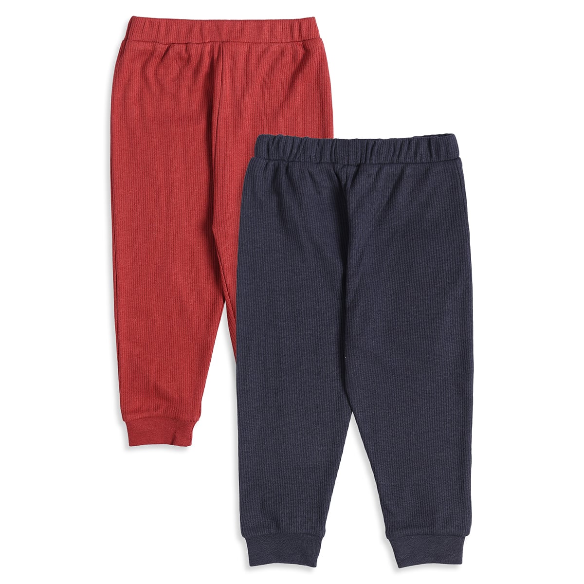 Baby Unisex Red and Navy Blue Cotton Blend Ribbed Jogger Pants Pack of 2 Regular Fit Casual Wear