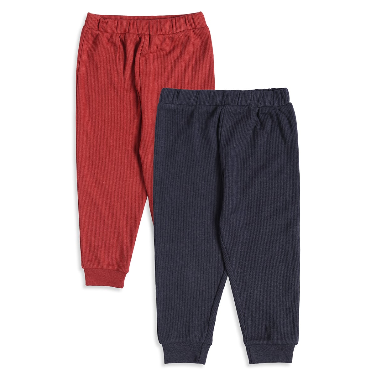 Baby Unisex Red and Navy Blue Cotton Blend Ribbed Jogger Pants Pack of 2 Regular Fit Casual Wear