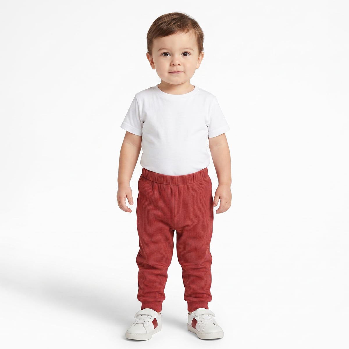 Baby Unisex Red and Navy Blue Cotton Blend Ribbed Jogger Pants Pack of 2 Regular Fit Casual Wear