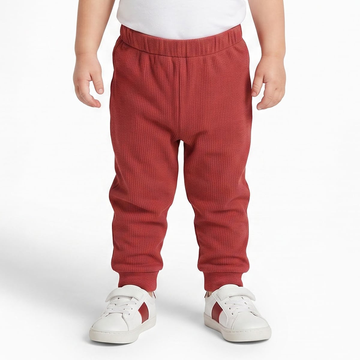 Baby Unisex Red and Navy Blue Cotton Blend Ribbed Jogger Pants Pack of 2 Regular Fit Casual Wear