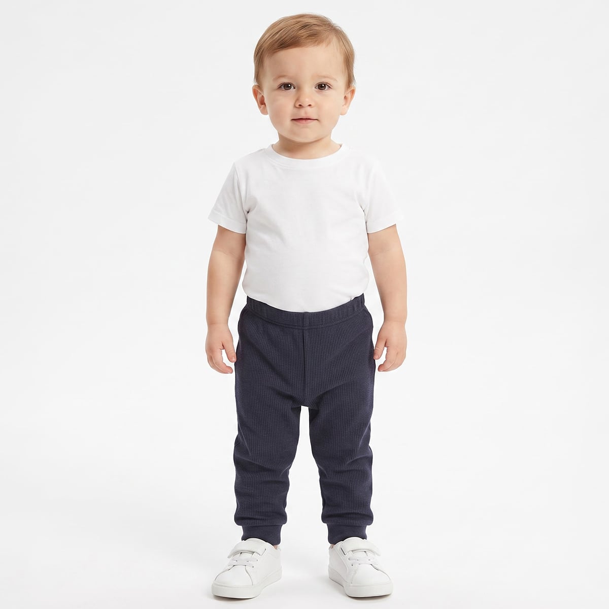 Baby Unisex Red and Navy Blue Cotton Blend Ribbed Jogger Pants Pack of 2 Regular Fit Casual Wear