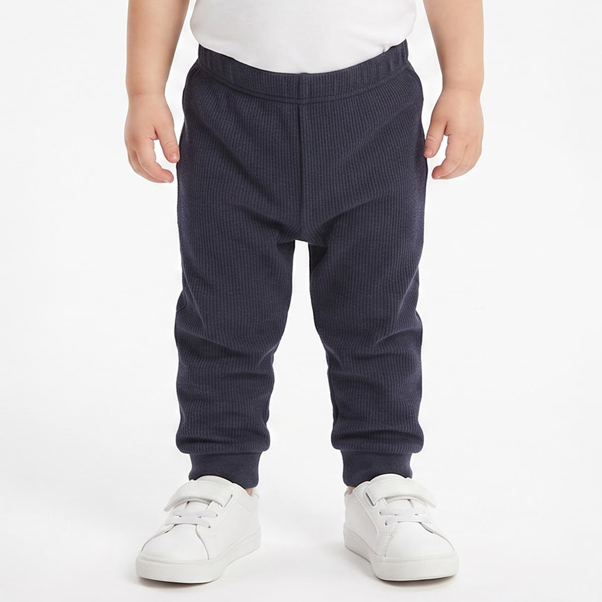 Baby Unisex Red and Navy Blue Cotton Blend Ribbed Jogger Pants Pack of 2 Regular Fit Casual Wear
