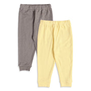 Baby Unisex Yellow and Grey Cotton Blend Ribbed Jogger Pants Pack of 2 Regular Fit Casual Wear
