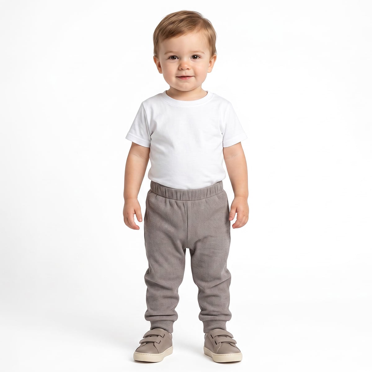 Baby Unisex Yellow and Grey Cotton Blend Ribbed Jogger Pants Pack of 2 Regular Fit Casual Wear