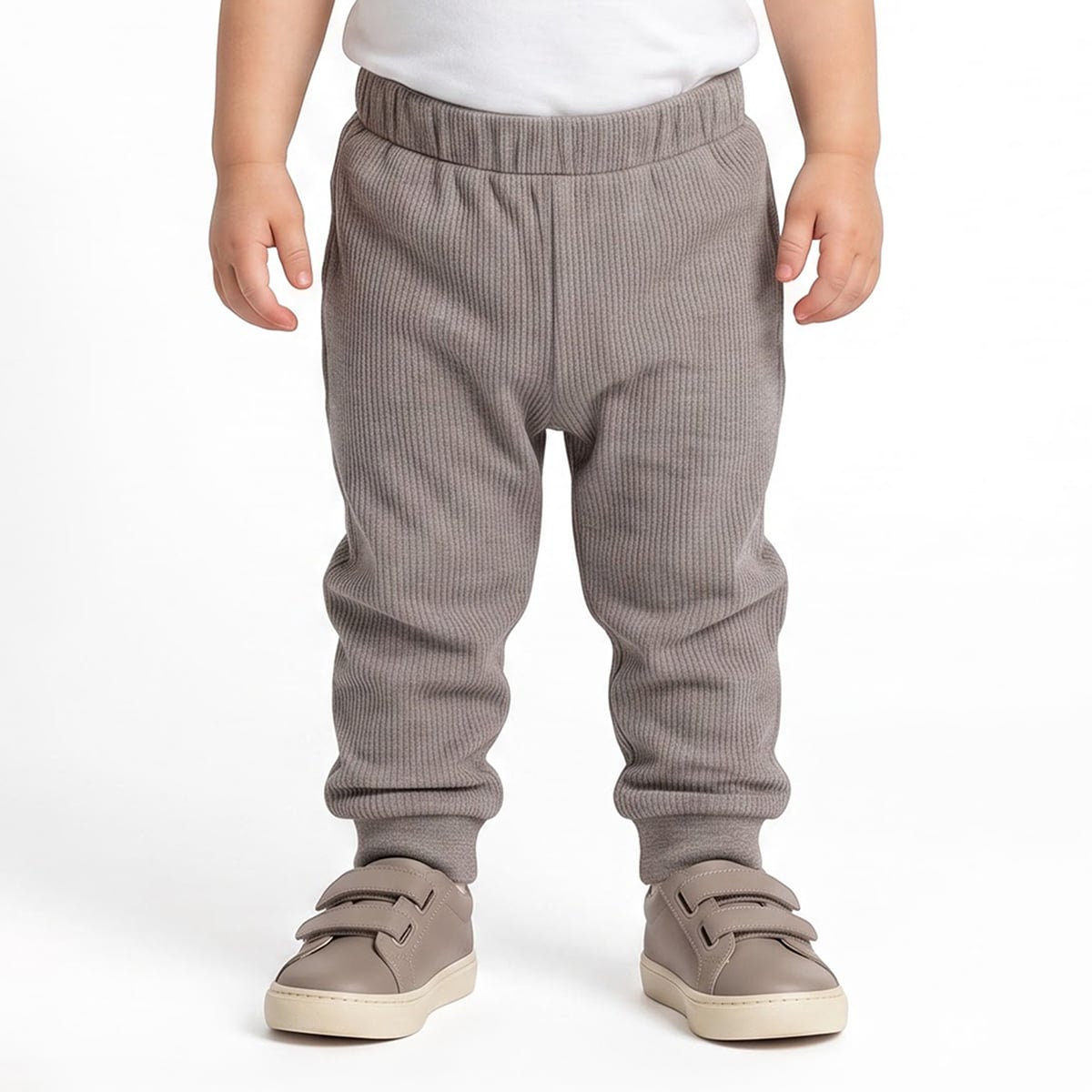 Baby Unisex Yellow and Grey Cotton Blend Ribbed Jogger Pants Pack of 2 Regular Fit Casual Wear