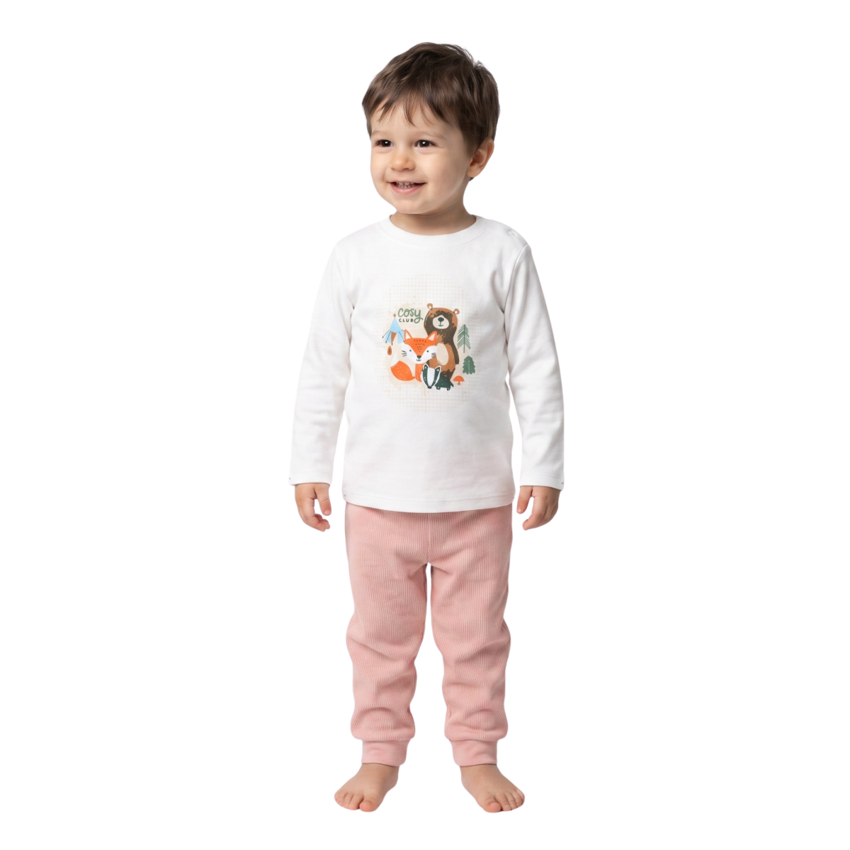 Baby Unisex Peach and Off White Jogger Pants Pack of 2 Casual Kids