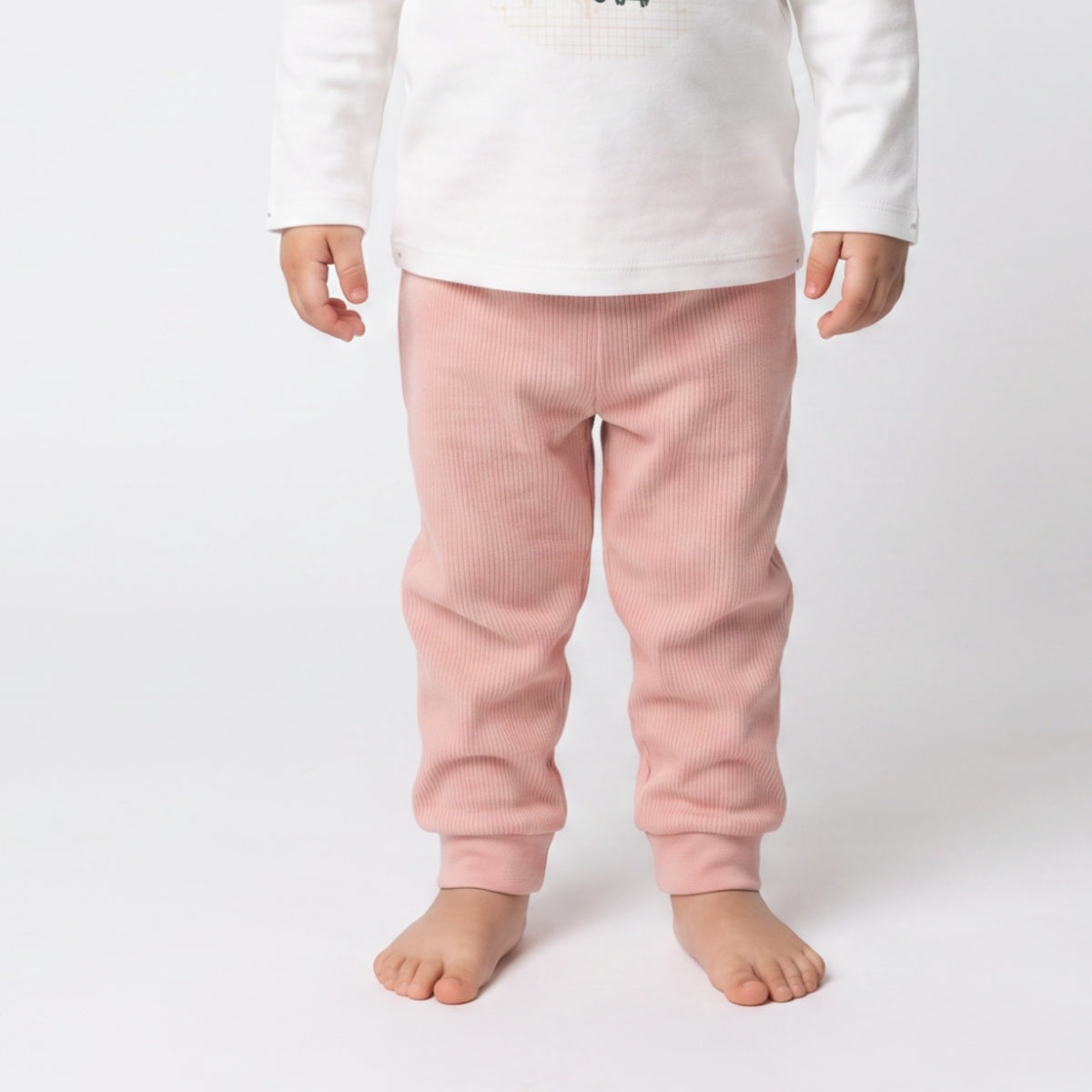 Baby Unisex Peach and Off-White Cotton Jogger Pants Pack of 2 Regular Fit Casual Kids Pants