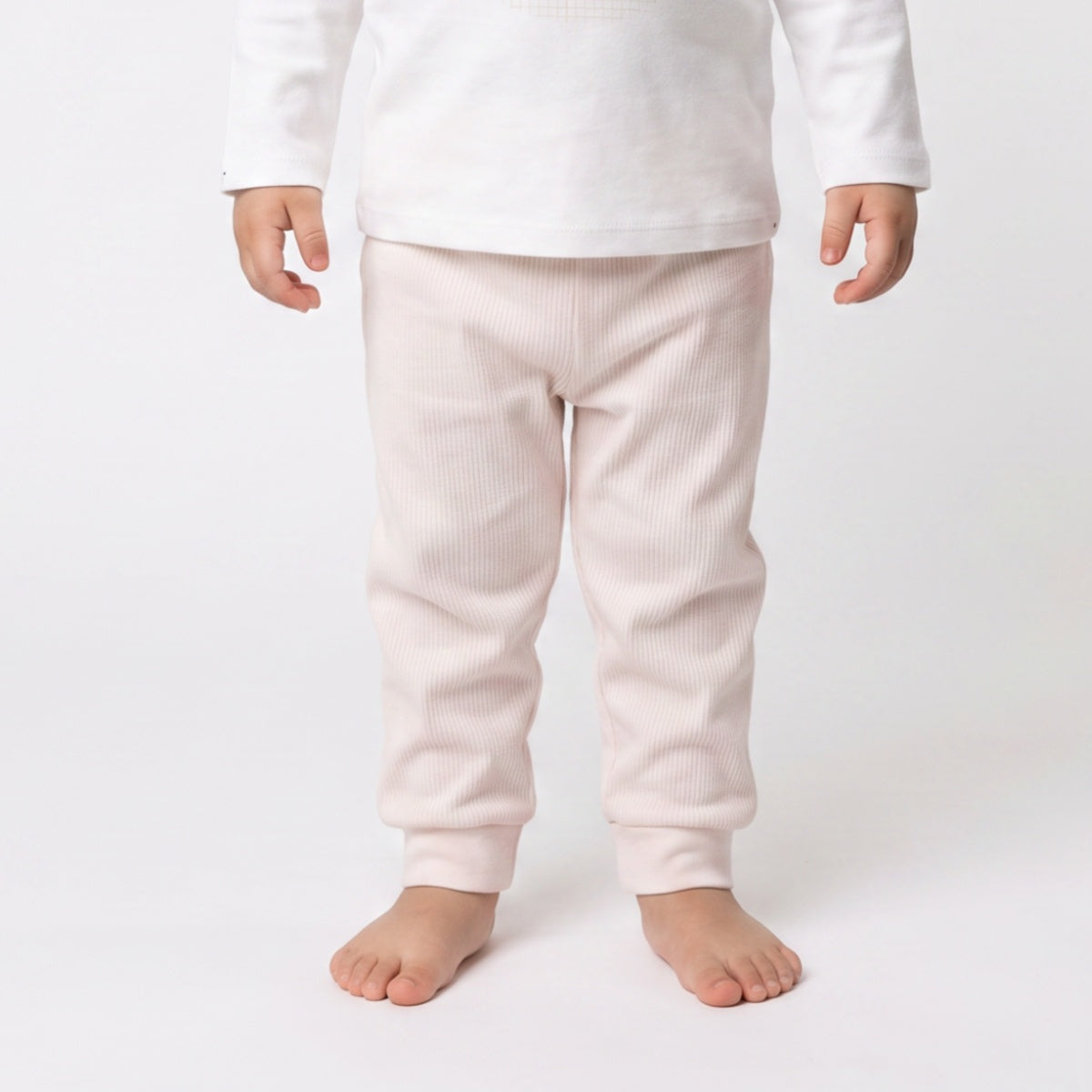 Baby Unisex Peach and Off-White Cotton Jogger Pants Pack of 2 Regular Fit Casual Kids Pants